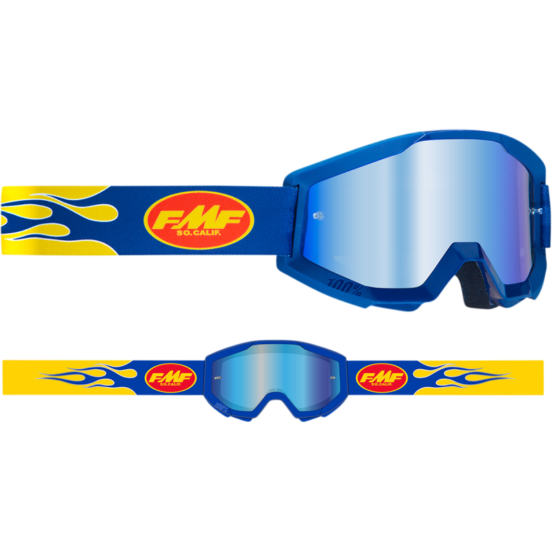 FMF POWERCORE GOGGLE FLAME NAVY - MIRROR BLUE LENS