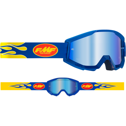 FMF POWERCORE GOGGLE FLAME NAVY - MIRROR BLUE LENS