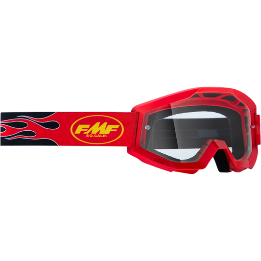 FMF POWERCORE GOGGLE FLAME RED - CLEAR LENS