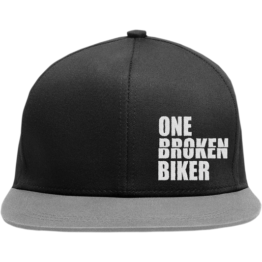 OBB STITCH LOGO GREY AND BLACK SNAP BACK FLAT BRIM