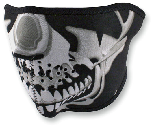 NEOPRENE 1/2 FACE MASK CHROME SKULL