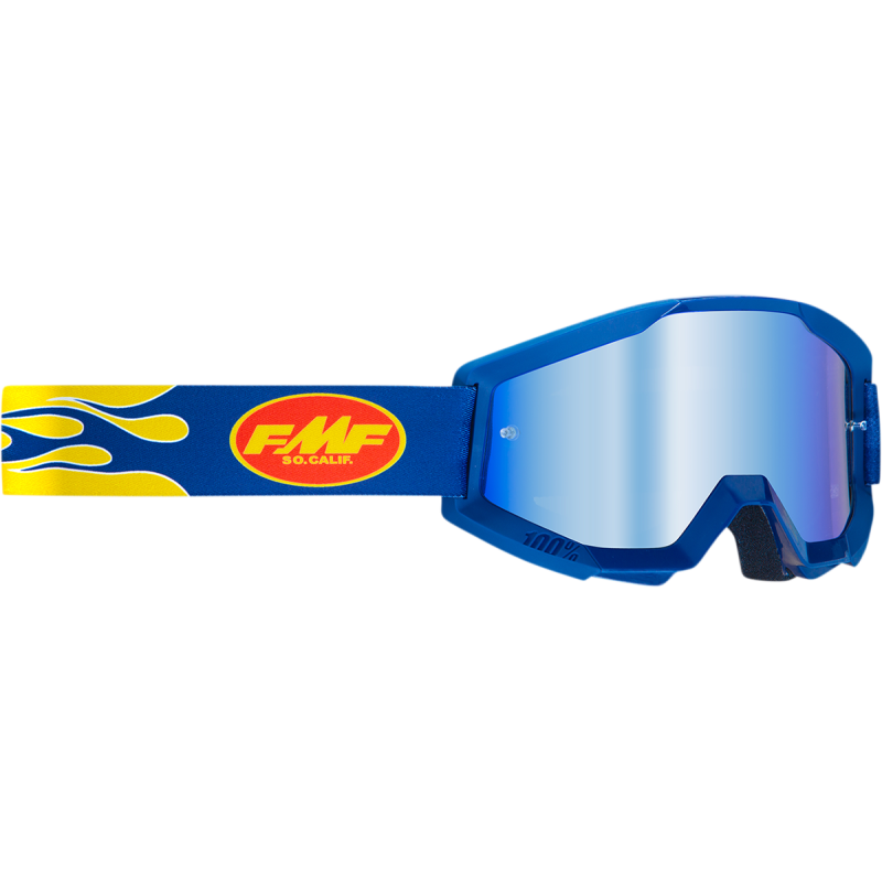 FMF POWERCORE GOGGLE FLAME NAVY - MIRROR BLUE LENS