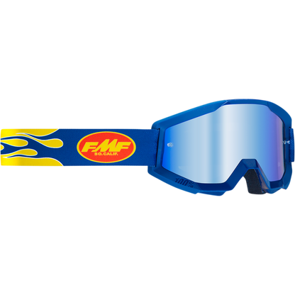 FMF POWERCORE GOGGLE FLAME NAVY - MIRROR BLUE LENS