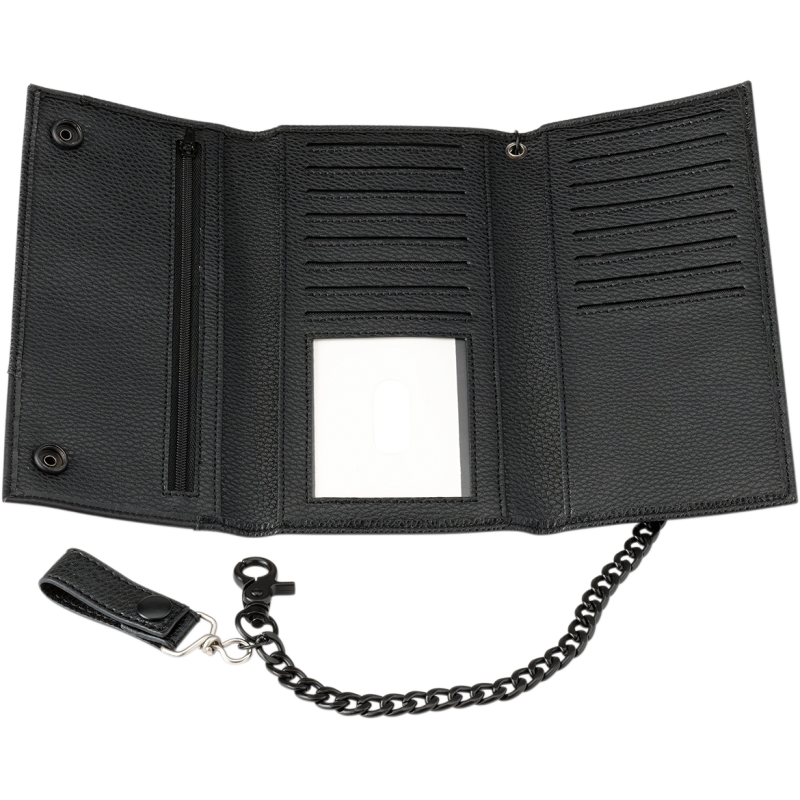 WALLET LTHR ZIR BLK LONG