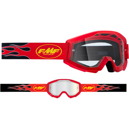 FMF POWERCORE YOUTH GOGGLE FLAME RED - CLEAR LENS