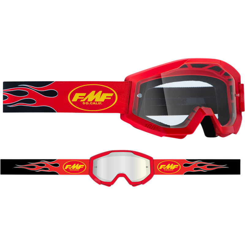 FMF POWERCORE GOGGLE FLAME RED - CLEAR LENS