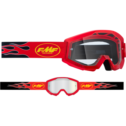 FMF POWERCORE GOGGLE FLAME RED - CLEAR LENS