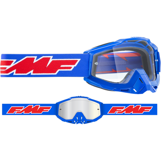 FMF POWERBOMB OTG GOGGLE ROCKET BLUE - CLEAR LENS