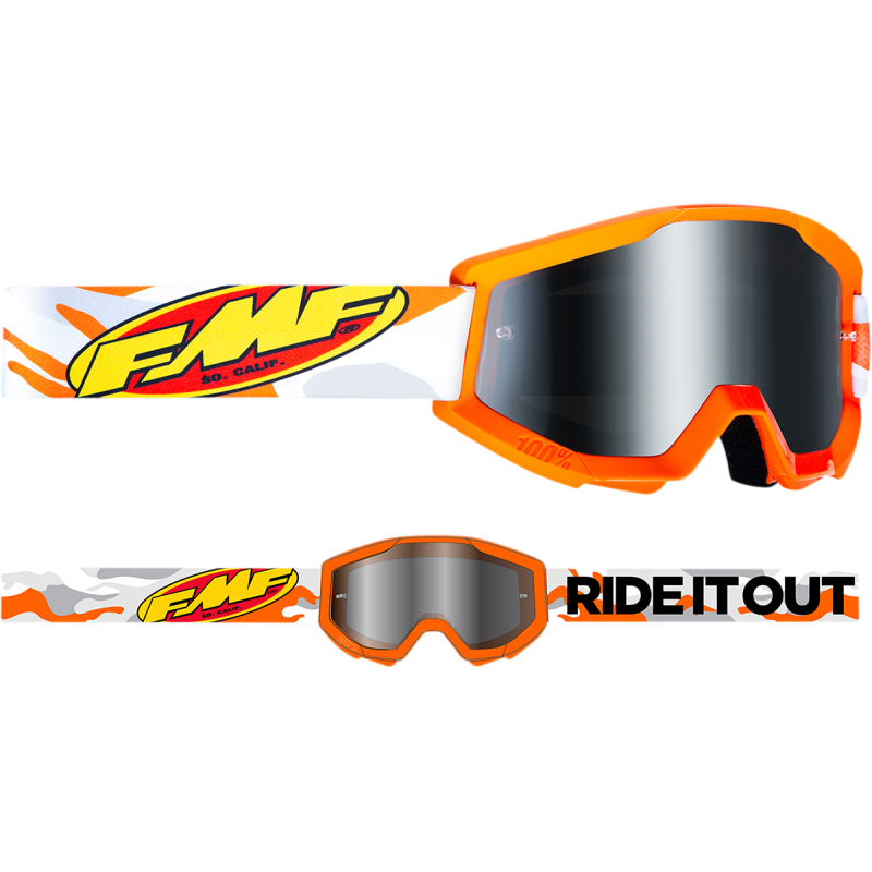 FMF POWERCORE YOUTH GOGGLE ASSAULT GREY - MIRROR SILVER LENS