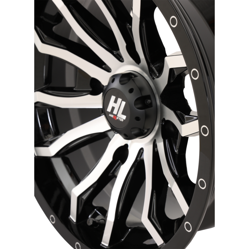 HL21 ALLOY 14X7 4/137 4+3 (+10mm)  GLOSS BLACK MACHINED W1