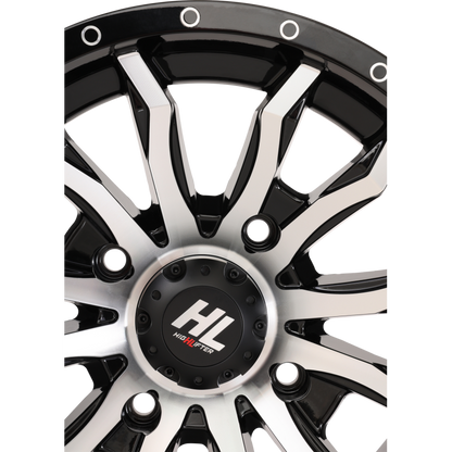 HL21 ALLOY 14X7 4/137 4+3 (+10mm)  GLOSS BLACK MACHINED W1